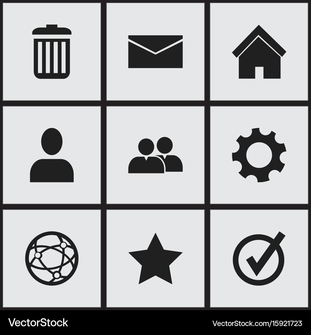 Set of 9 editable web icons includes symbols vector image