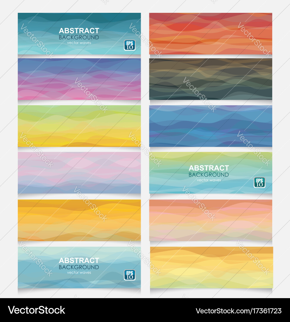 Set of horizontal banners with abstract wave vector image