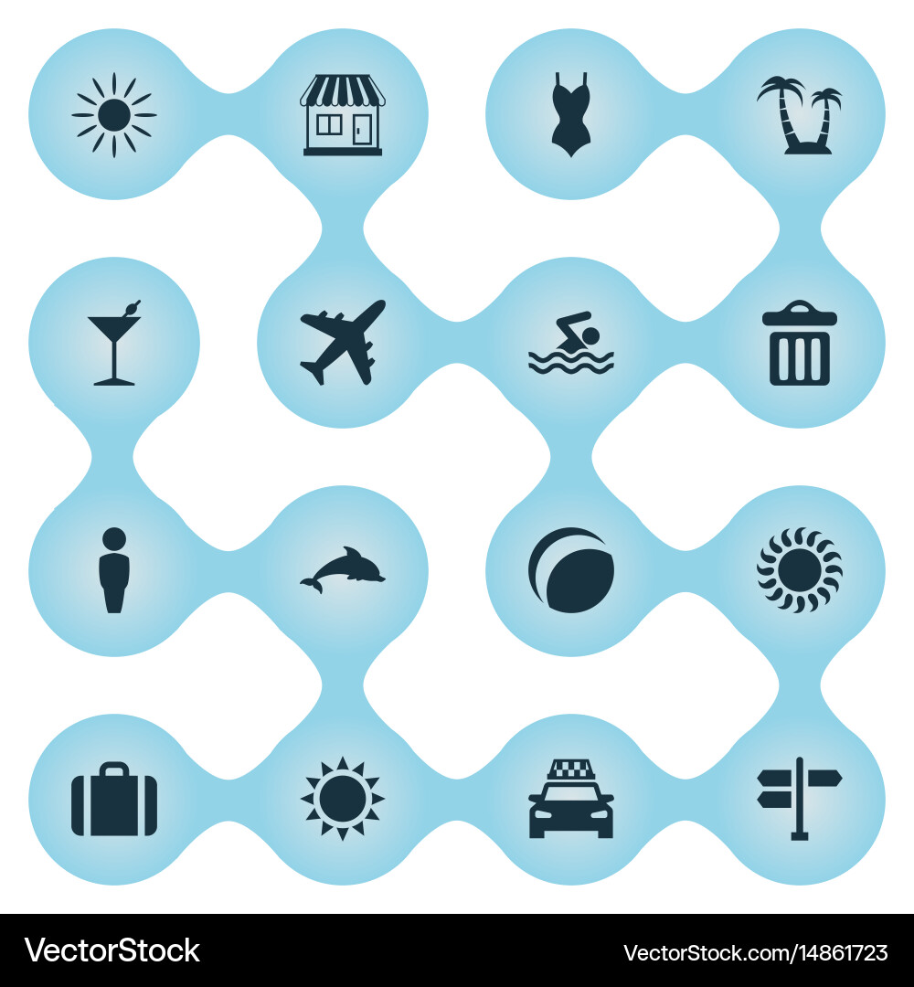 Set of simple seaside icons vector image