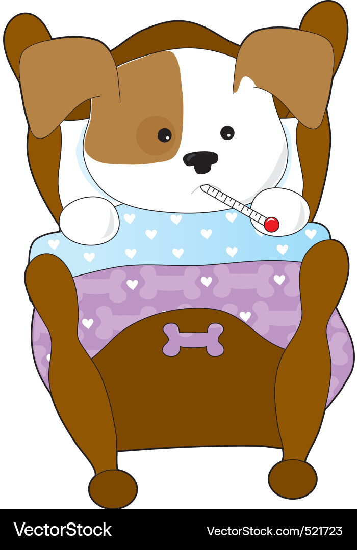 Sick Puppy with Thermometer Vector Image