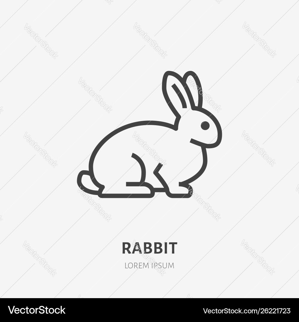 Sitzen Kaninchen flache Linie Symbol dünnes Zeichen Sitzen Kaninchen flache Linie Symbol dünnes Zeichen vektorbild