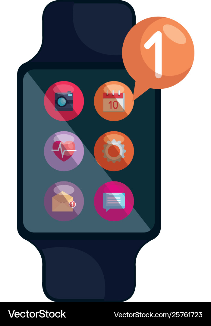 Smartwatch with menu applications and speech Smartwatch with menu applications and speech vector image