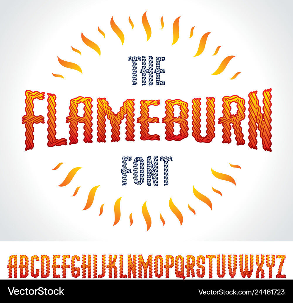 Type font created using burning fire Type font created using burning fire vector image