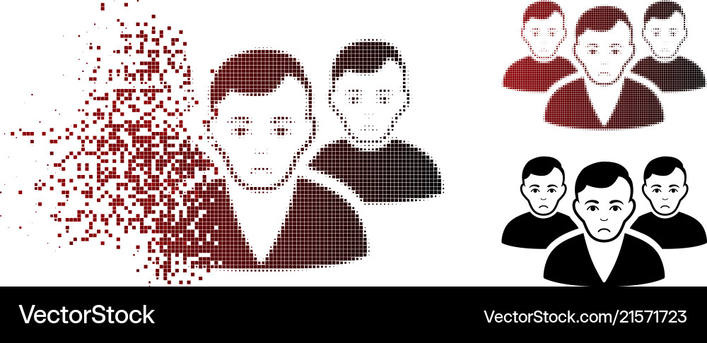 Unhappy fragmented pixelated halftone user group Unhappy fragmented pixelated halftone user group vector image