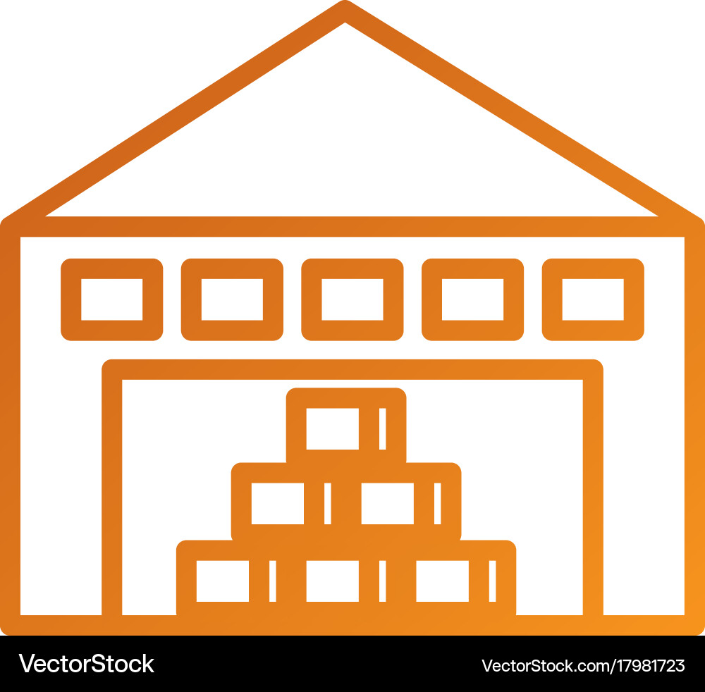 Warehouse building with cargo container box vector image