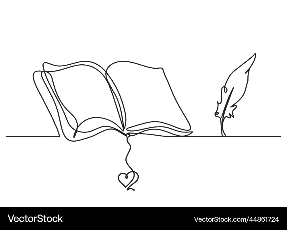 Abstract open book with heart as line drawing Abstract open book with heart as line drawing vector image
