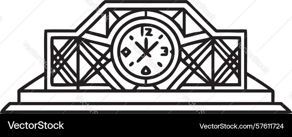 Art deco style clock with geometric pattern vector image
