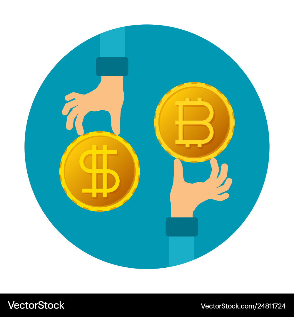 Bitcoin exchange service sign in flat style – Royalty-Free Vector |  VectorStock