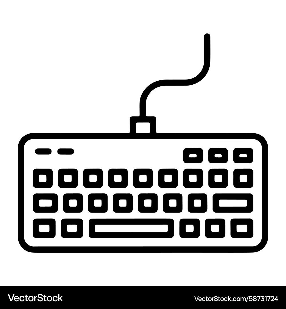 Black computer keyboard with cord technology Vector Image