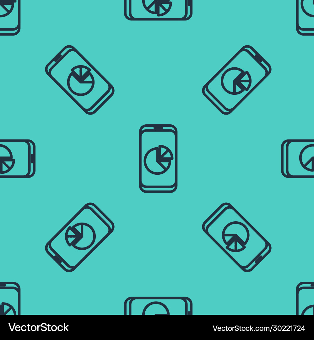 Black line mobile phone with graph chart icon Black line mobile phone with graph chart icon vector image