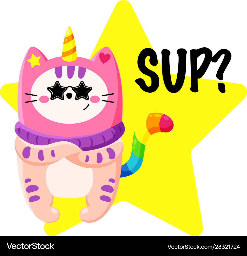 Cute cartoon doodle cat Cute cartoon doodle cat vector image