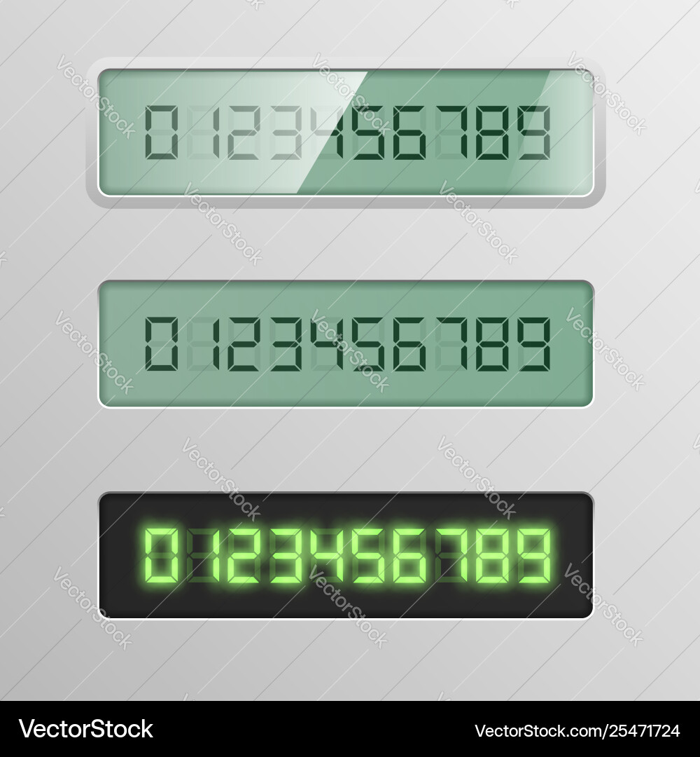 Digital character set from a typeface on 3 Digital character set from a typeface on 3 Vector Image