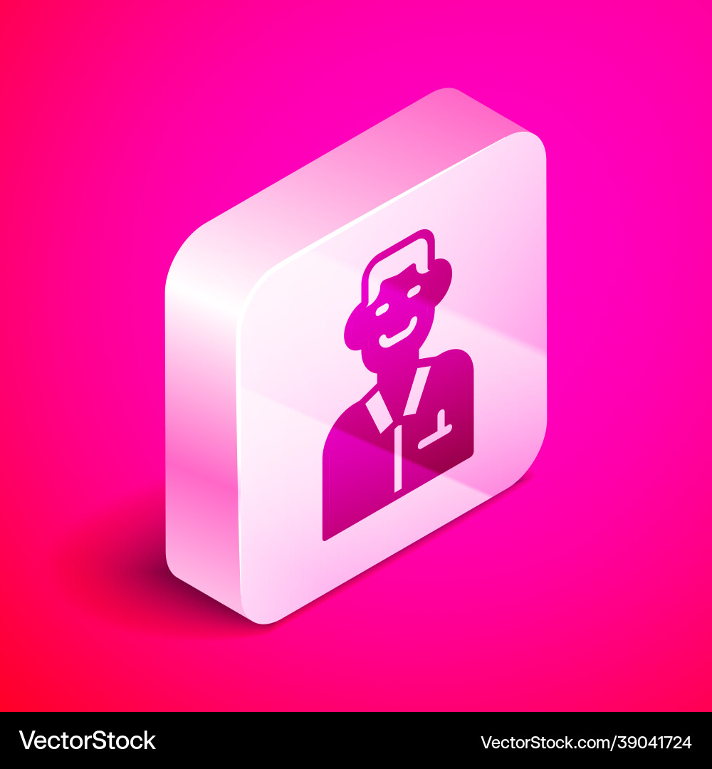 Isometric trader icon isolated on pink background Isometric trader icon isolated on pink background vector image