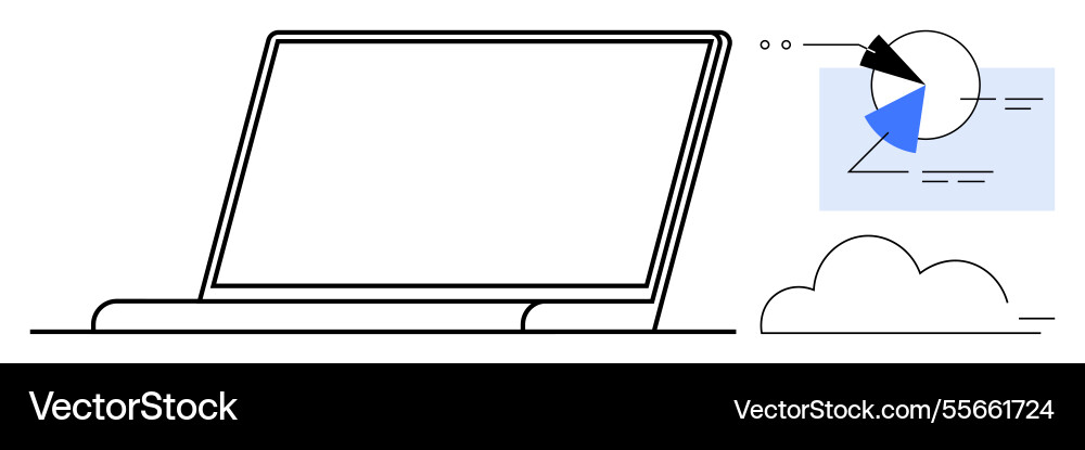 Laptop with data analytics dashboard and cloud Laptop with data analytics dashboard and cloud vector image