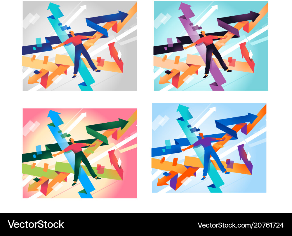 Man glides inside a big data network Vector Image