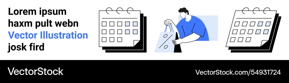 Man planning and organizing events with calendars Man planning and organizing events with calendars vector image