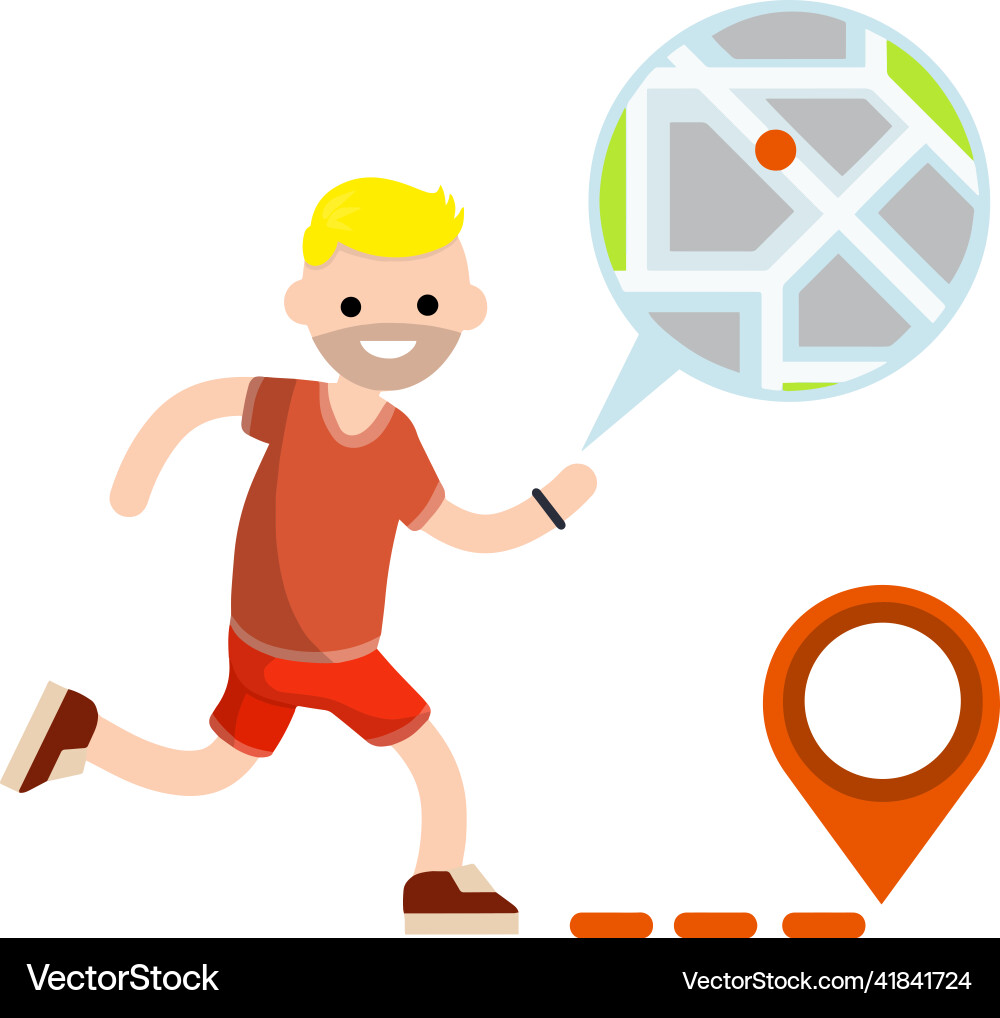 Man run with smart watch Vector Image