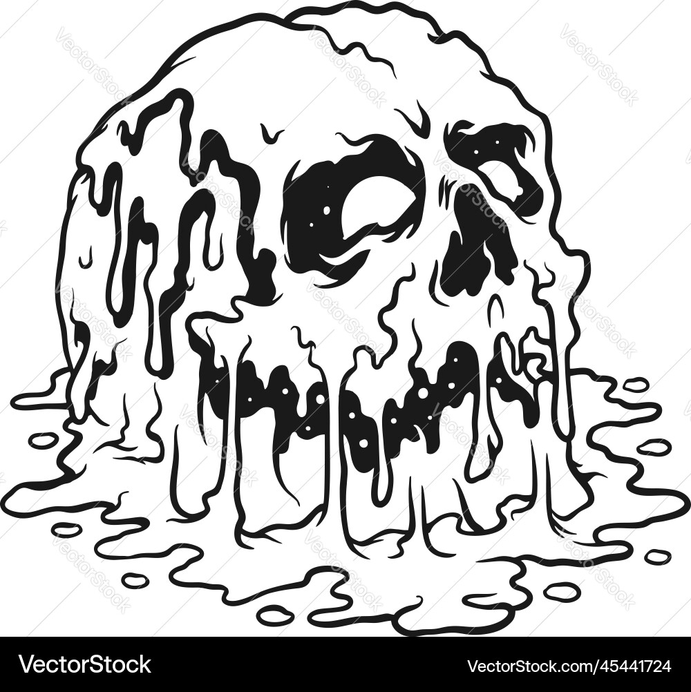Melting Zombie Skull - Halloween Horror Vector Image