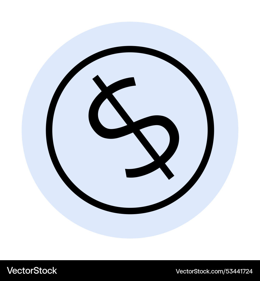 Minimalist black dollar symbol with slash in soft Minimalist black dollar symbol with slash in soft vector image