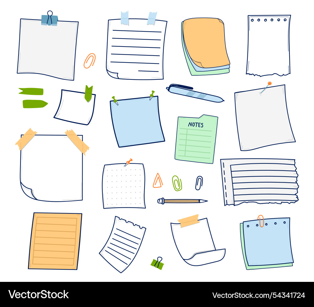 Notebook page paper sheets memo stickers Notebook page paper sheets memo stickers vector image