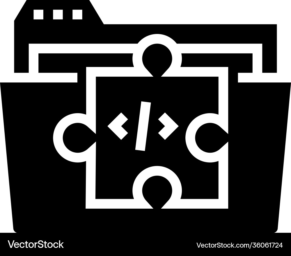 Ordner mit Programmcode Dateien Glyph-Symbol Ordner mit Programmcode Dateien Glyph-Symbol vektorbild