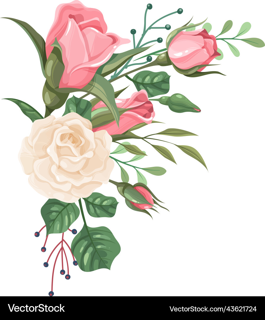 Pink Rose Floral Corner Vector Image