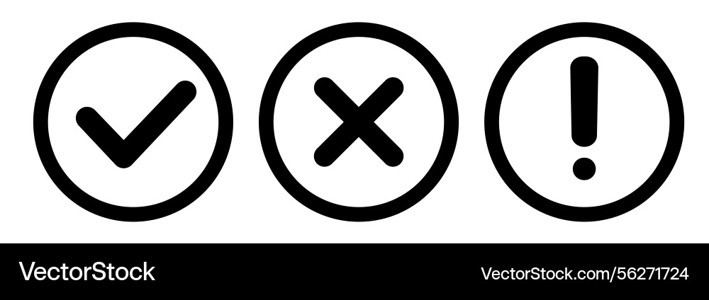 Right wrong and exclamation mark symbol – Royalty-Free Vector