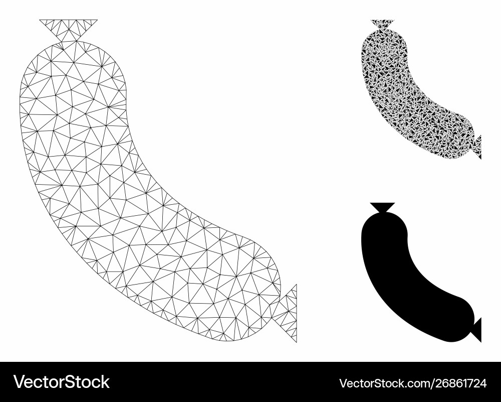 Sausage mesh network model and triangle Sausage mesh network model and triangle Vector Image