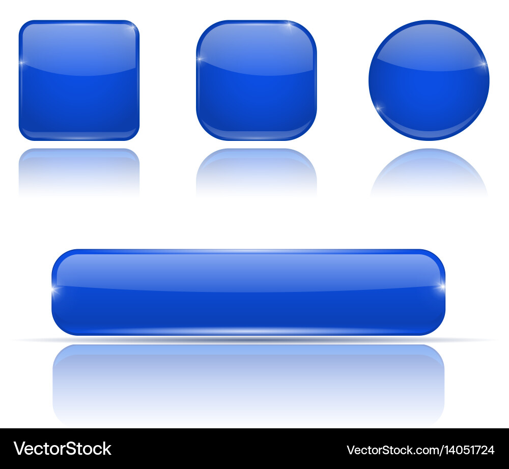 Set of Glossy Blue Buttons Vector Image