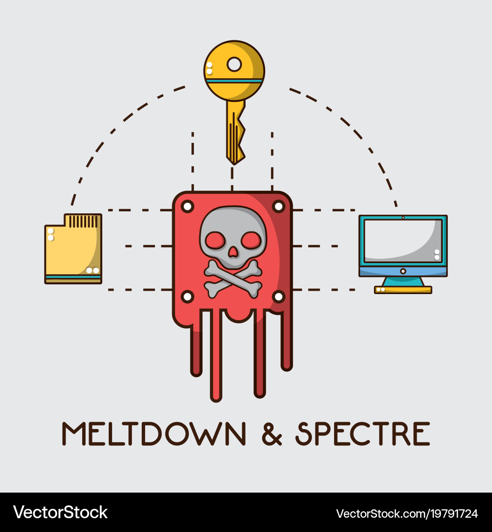 Skull chip with computer technology and key Vector Image