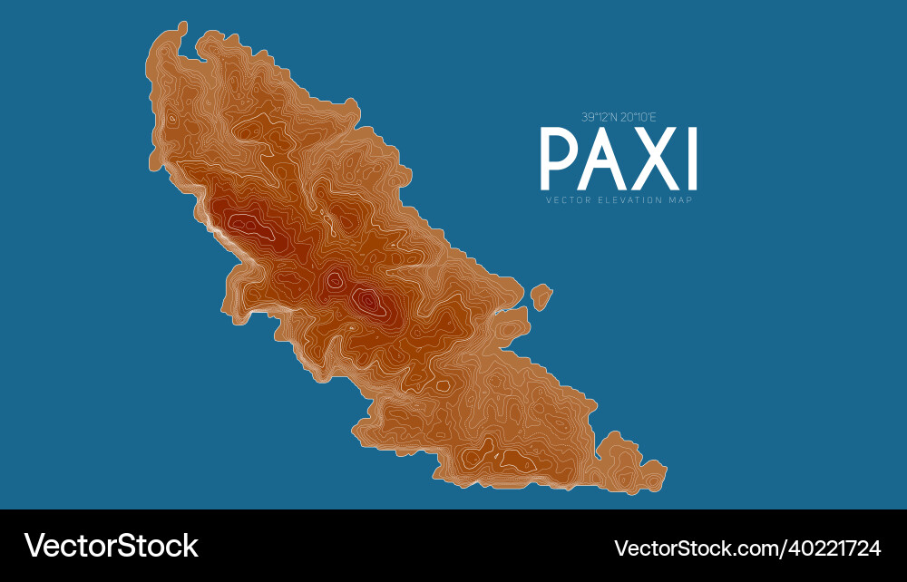 Topographic map of paxi greece detailed Topographic map of paxi greece detailed vector image