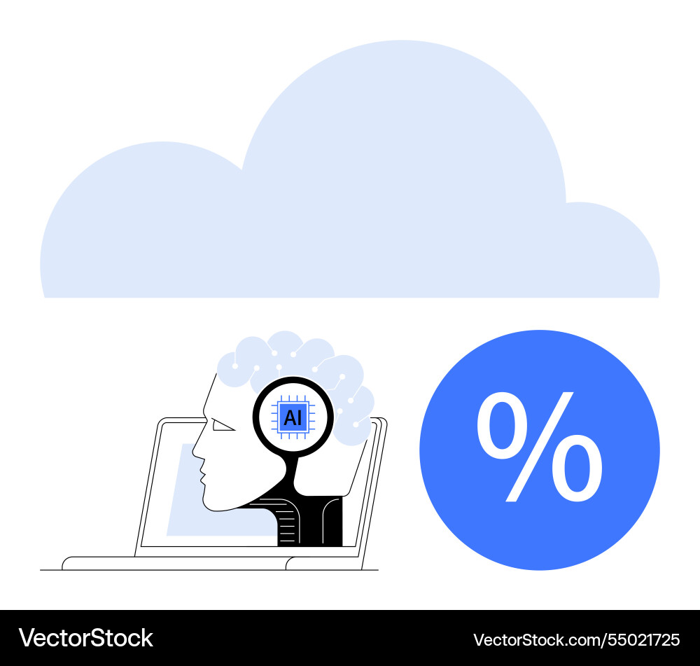 Artificial intelligence integration with cloud Artificial intelligence integration with cloud vector image