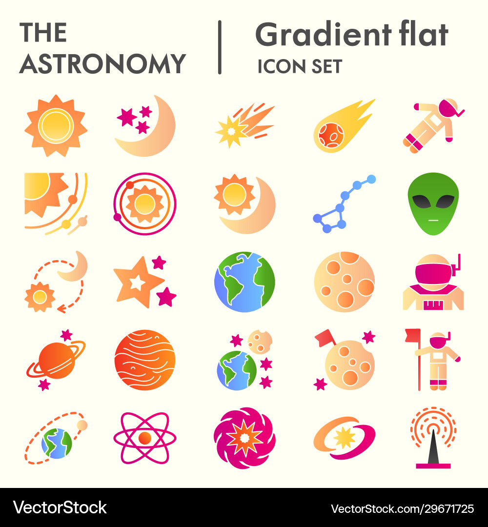 Astronomy line icon set universe objects Vector Image