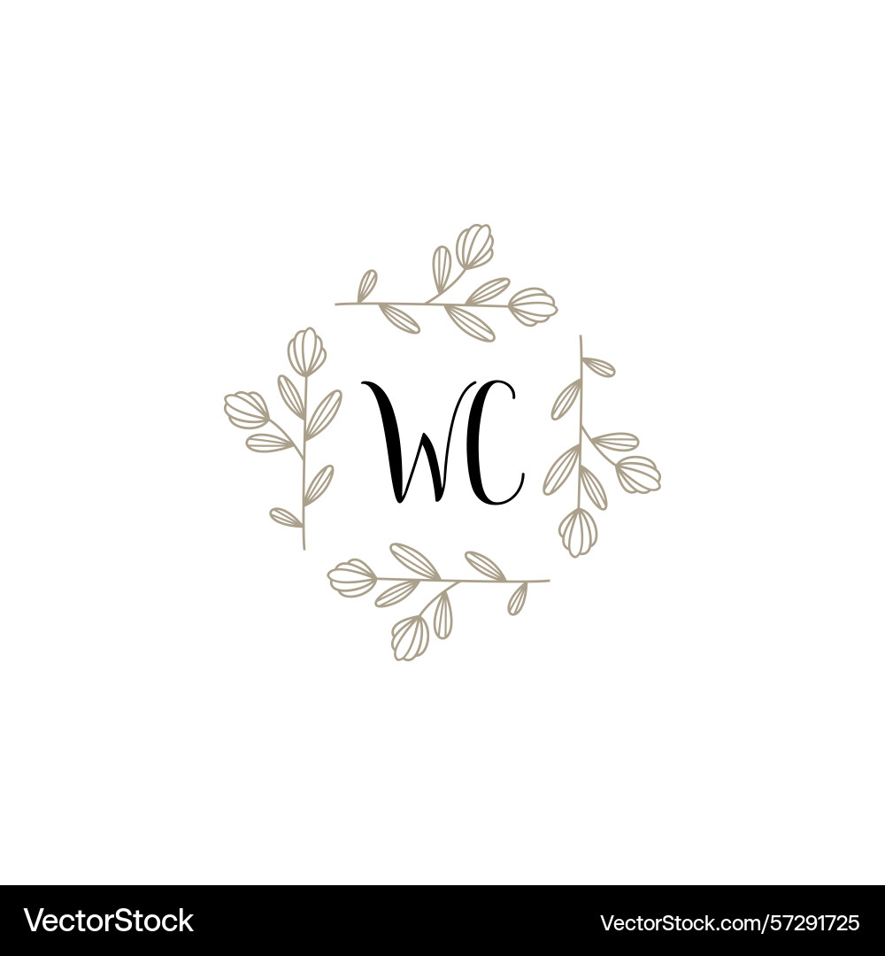 Botanical monogram logos with initial wc Botanical monogram logos with initial wc Vector Image