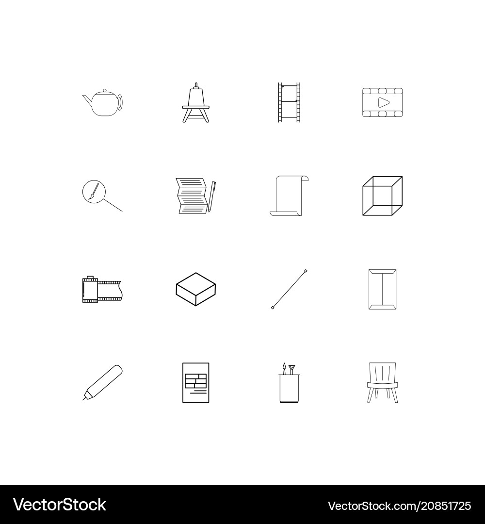 Creative process and design linear thin icons set Vector Image