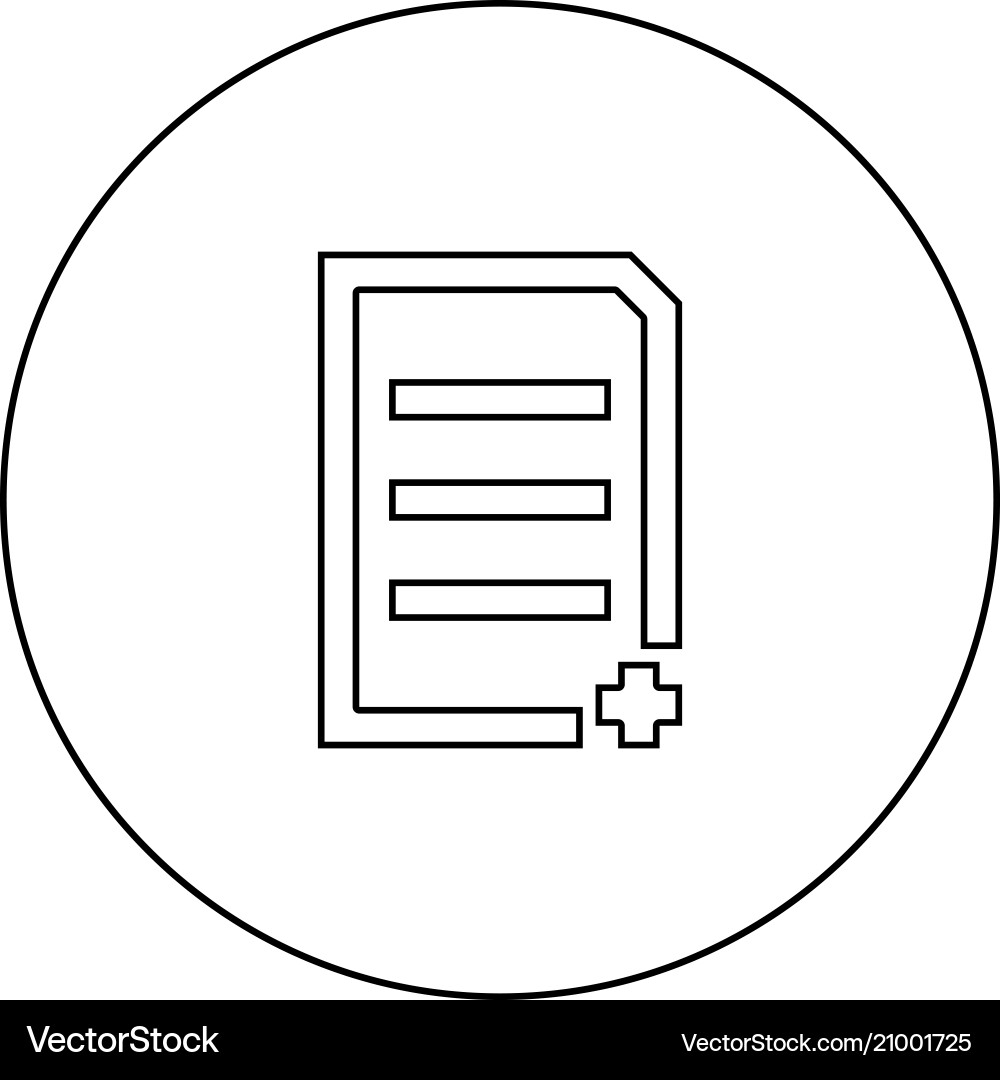 Document sheet add black icon in circle outline Document sheet add black icon in circle outline vector image