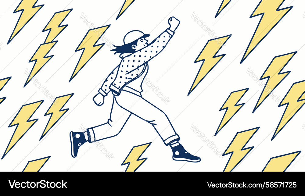 Dynamic Runner with Lightning Vector Image