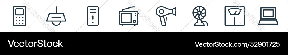 Electronics line icons linear set quality Electronics line icons linear set quality vector image