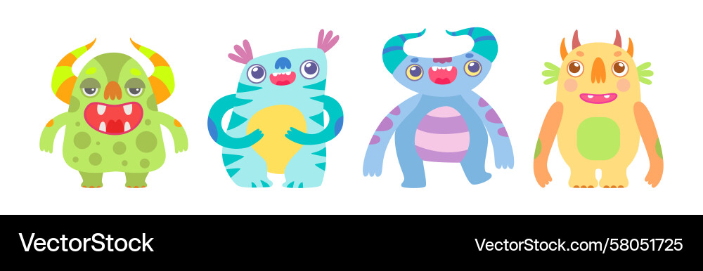 Funny Mutant Monster Character Set Vector Image