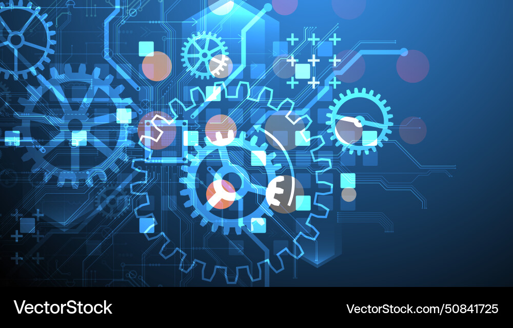 Gear wheel technology pattern on gradient Vector Image