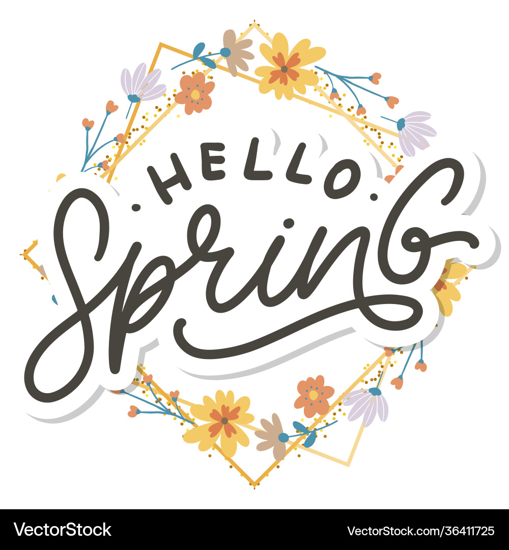 Hallo Frühling Blumen Text Hintergrundrahmen Hallo Frühling Blumen Text Hintergrundrahmen vektorbild