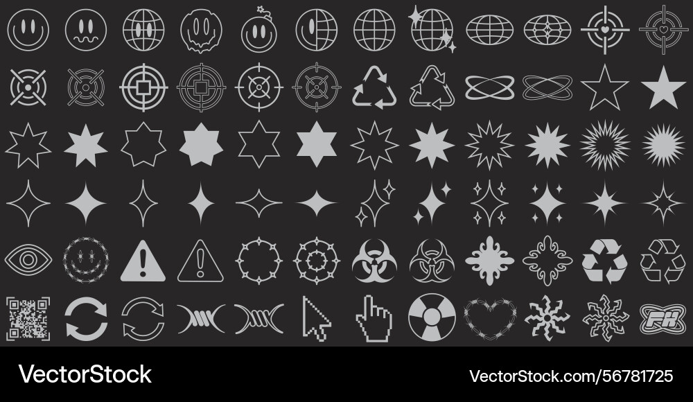 Large set of y2k abstract elements Vector Image