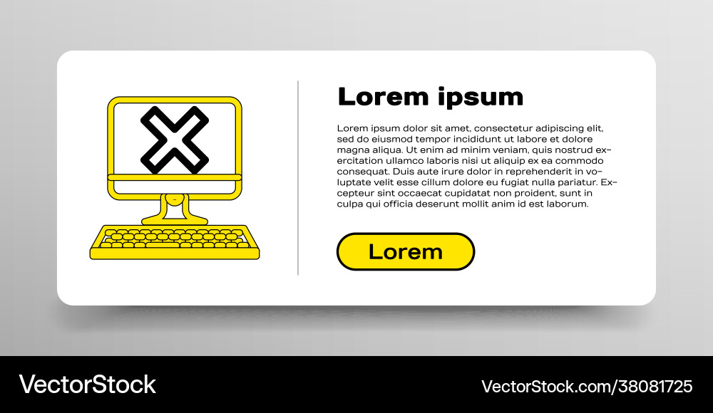 Line computer with keyboard and x mark icon Line computer with keyboard and x mark icon Vector Image