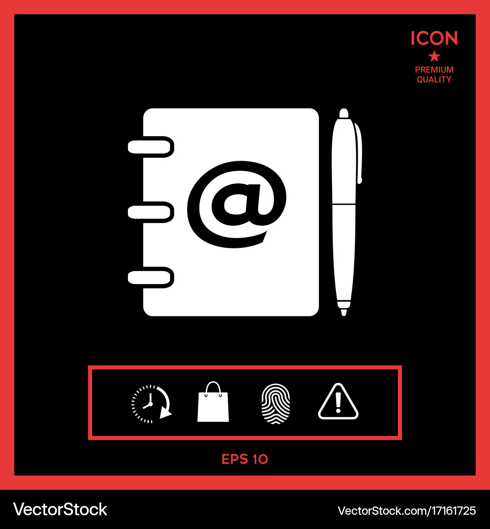 Notebook address phone book with email symbol vector image
