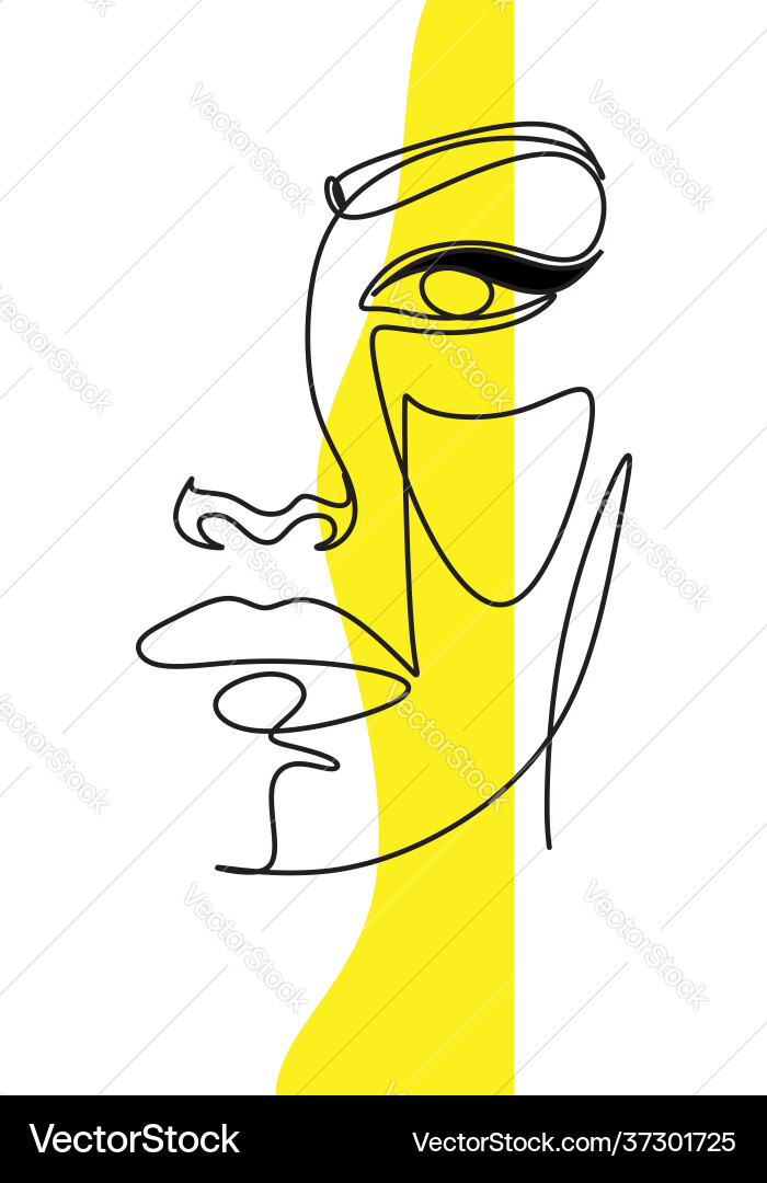 One line beauty woman portrait hand drawn linear One line beauty woman portrait hand drawn linear vector image
