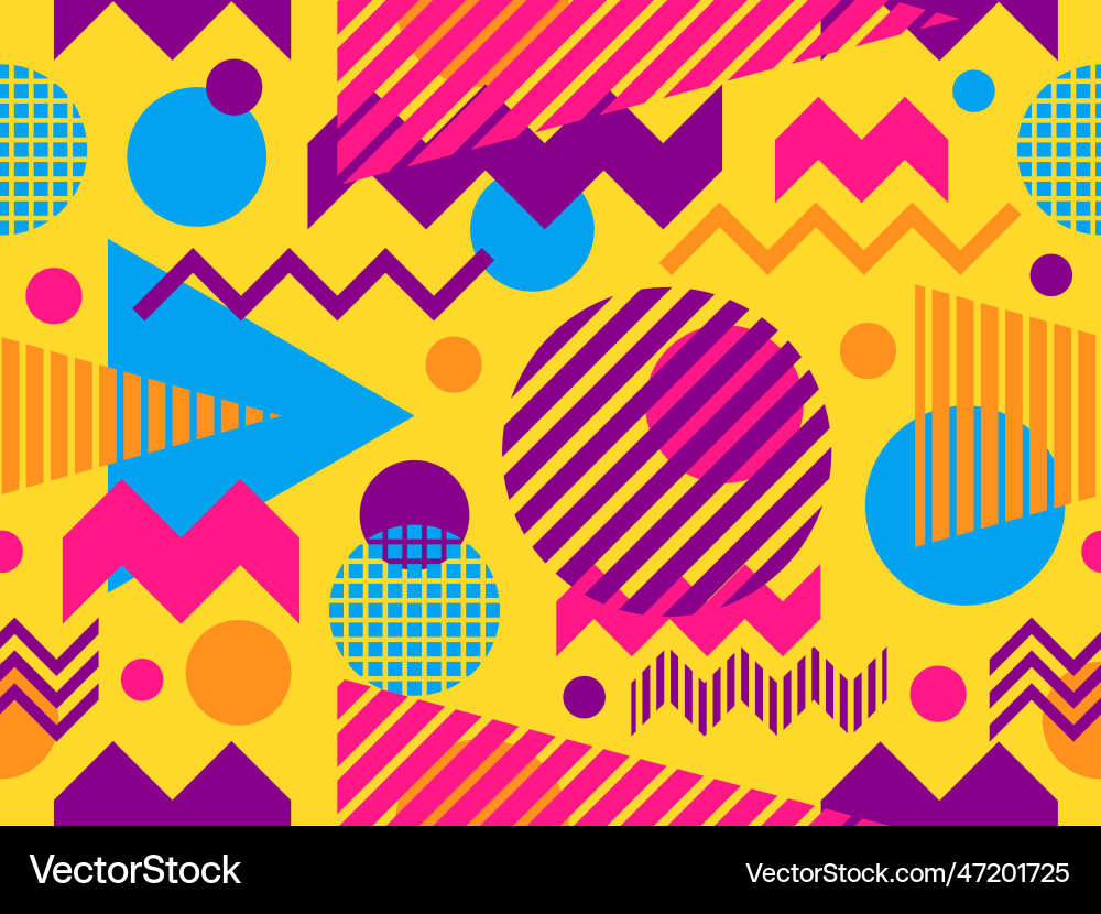 Seamless pattern with geometric shapes in 80s Seamless pattern with geometric shapes in 80s vector image