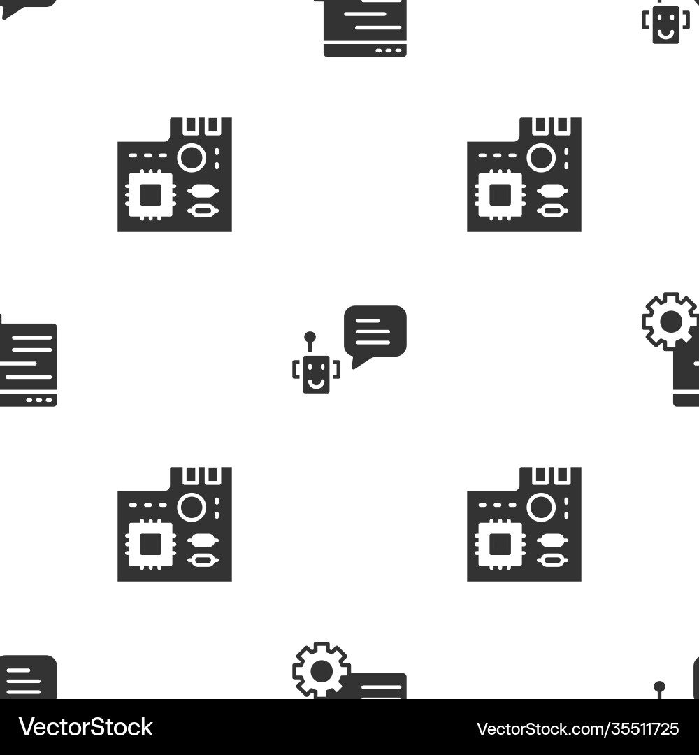 Set computer api interface bot and motherboard Set computer api interface bot and motherboard vector image