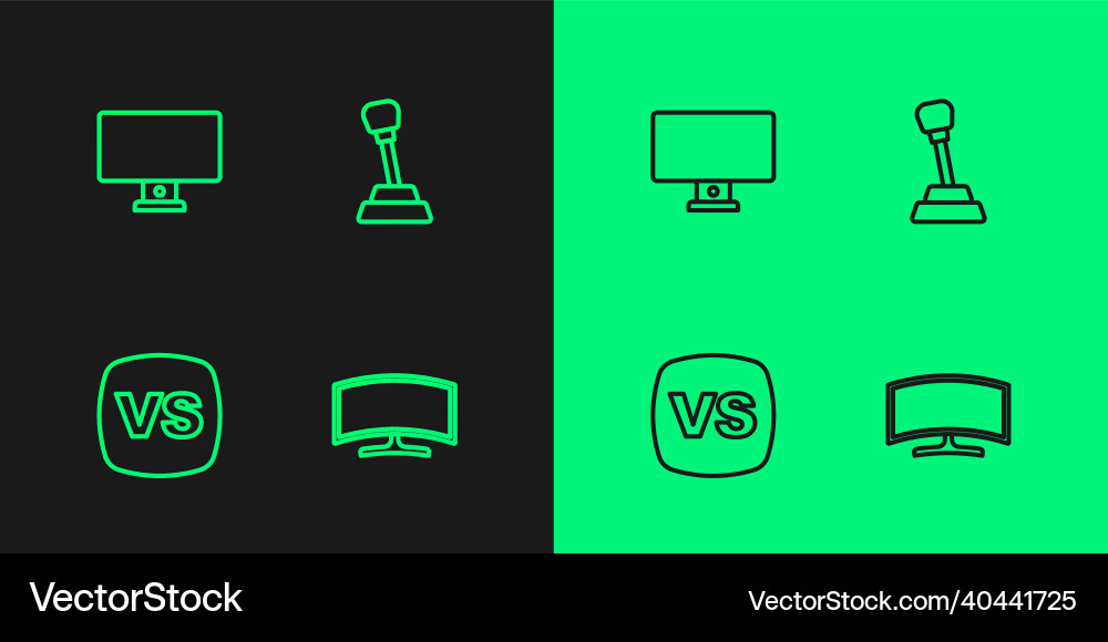 Set line computer monitor vs versus battle Set line computer monitor vs versus battle vector image