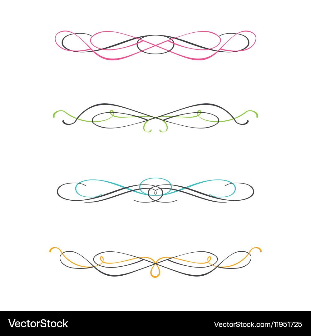 Set of two color calligraphic design elements Vector Image