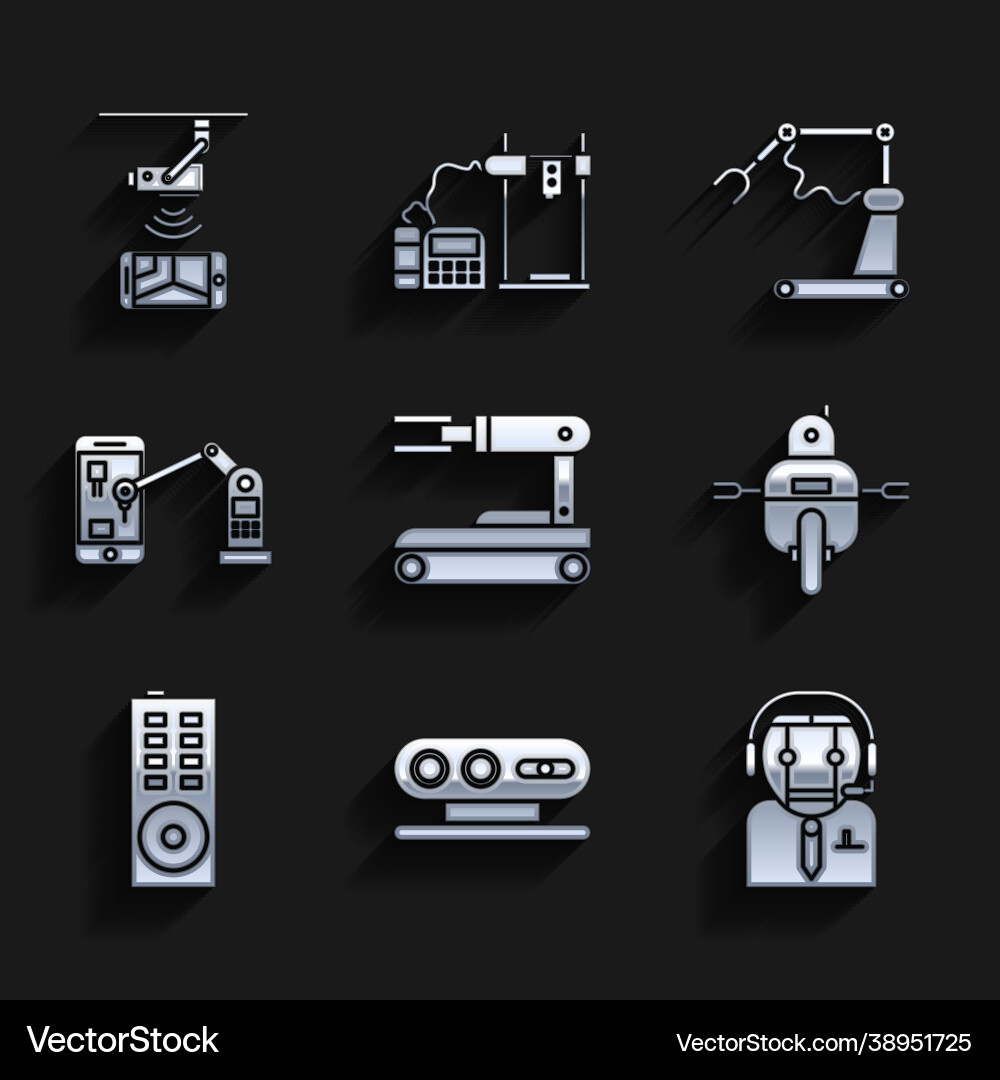 Set robot 3d scanning system worker Vector Image